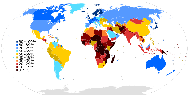 مثلا در زیر مشاهده می‌کنید اونقدرها هم که فکر می‌کنیم با وجود جوان بودن کشورمون نسبت افرادی که از اینترنت استفاده می‌کنن به کل جمعیت از خیلی از کشورهای آفریقایی کمتره!